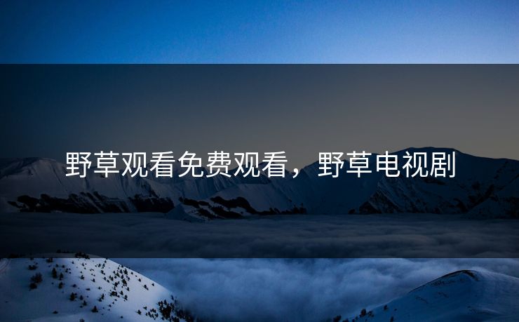 野草观看免费观看，野草电视剧
