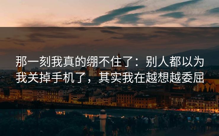 那一刻我真的绷不住了：别人都以为我关掉手机了，其实我在越想越委屈  第1张