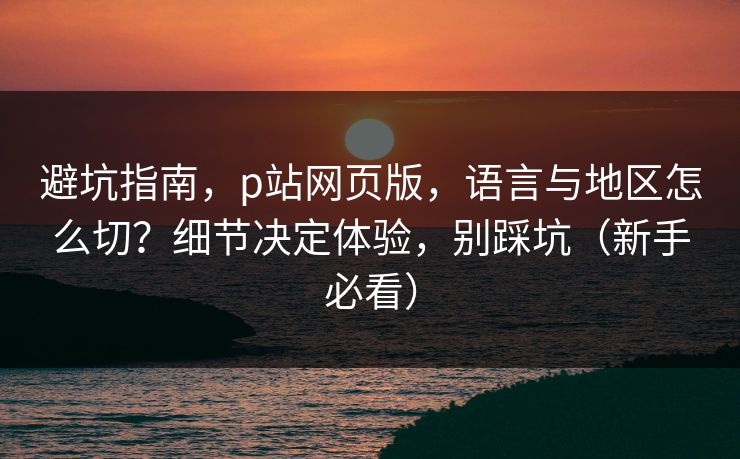 避坑指南，p站网页版，语言与地区怎么切？细节决定体验，别踩坑（新手必看）  第1张