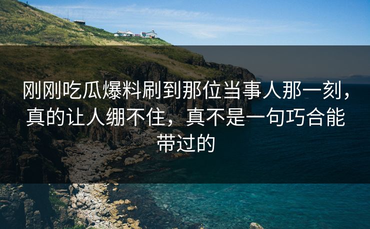 刚刚吃瓜爆料刷到那位当事人那一刻，真的让人绷不住，真不是一句巧合能带过的  第1张